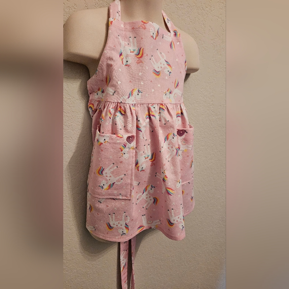 Handcrafted Pink Unicorn Apron for Kids